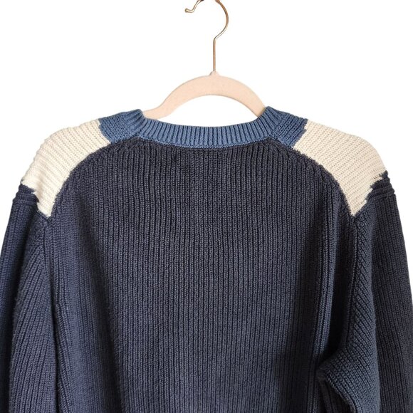 Rag & Bone Sweater Men's Large Blue Emory Cotton Crew Neck Colorblock Cotton - Picture 9 of 10
